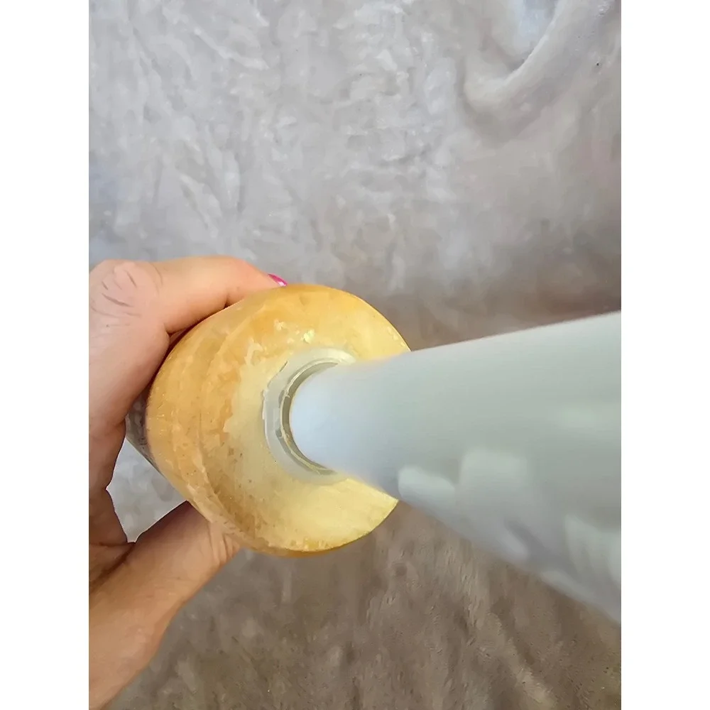 Vintage Pillsbury Doughboy Wooden Rolling Pin Poppin Fresh White Plastic Handles